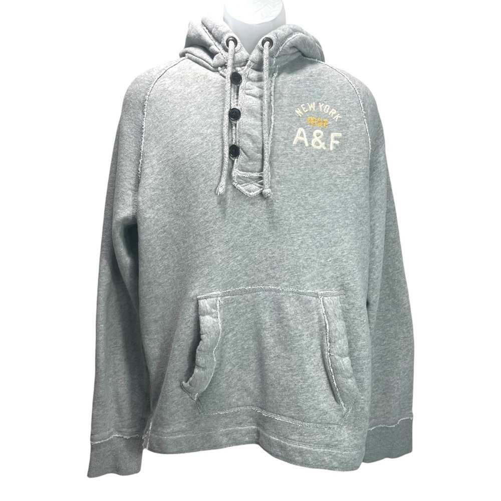 Abercrombie & Fitch Y2K Men’s XL Muscle Fit Hoodie Gray Henley Vintage‎ 2000s
